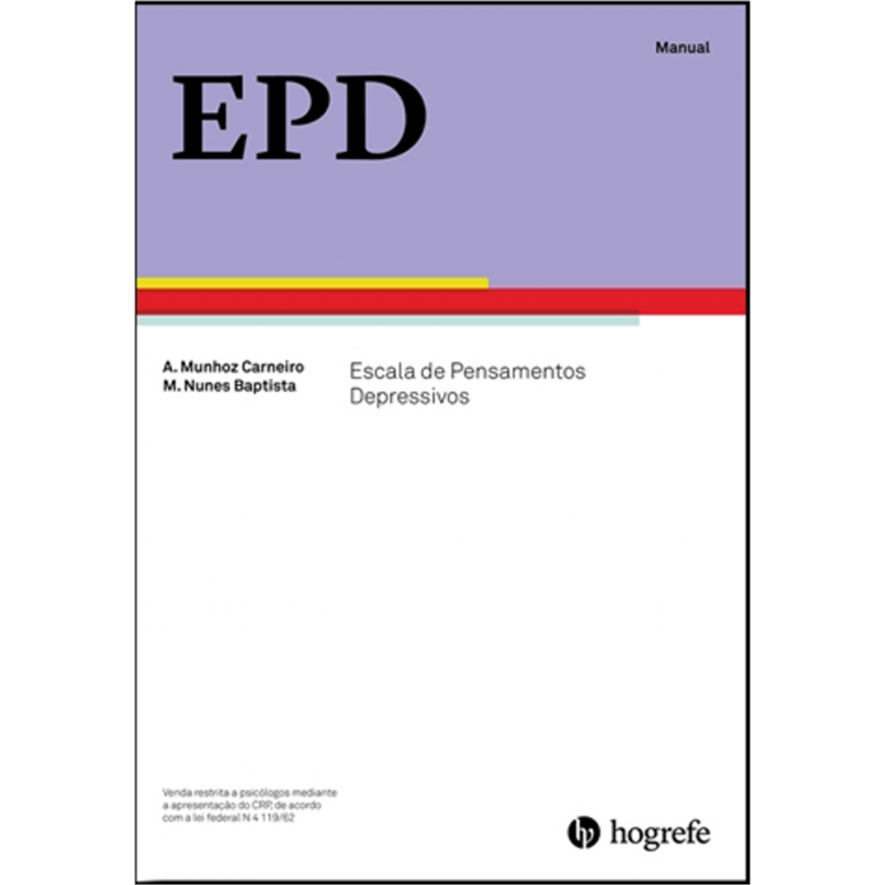 EPD – Escala de Pensamentos Depressivos - Kit Completo 